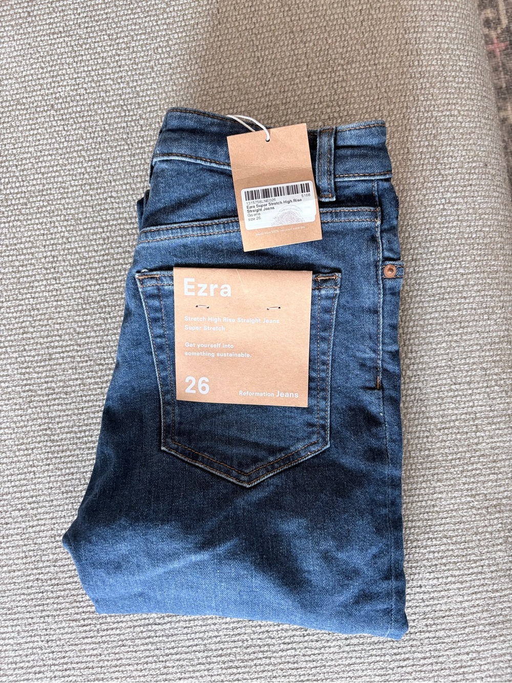 Reformation Ezra Dark Blue High-Rise Straight Jeans